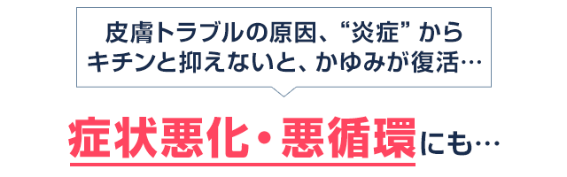 皮膚トラブルの原因、“炎症”からキチンと抑えないと、かゆみが復活… 症状悪化・悪循環にも…